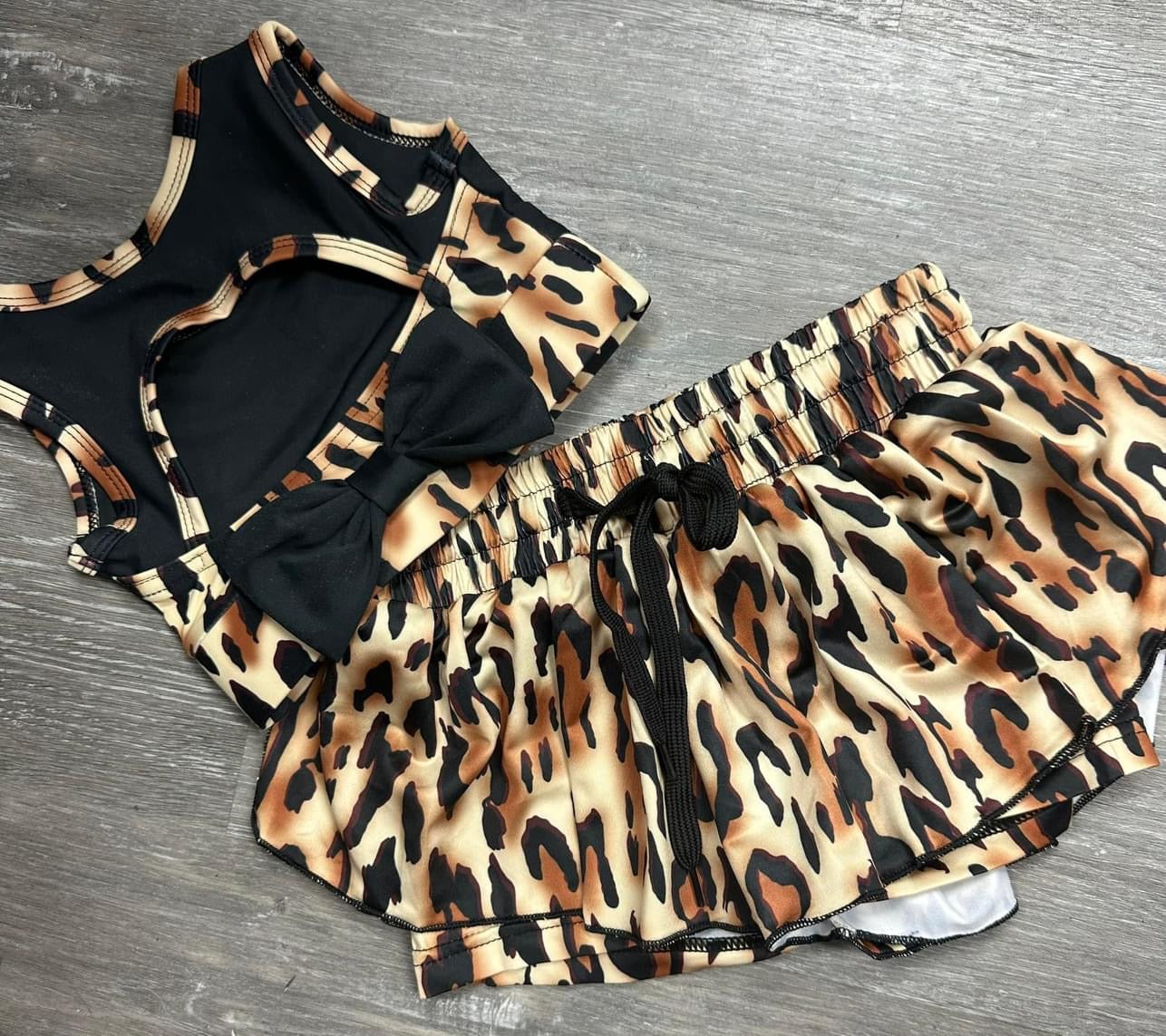 Leopard Tank and Butterfly Short Set