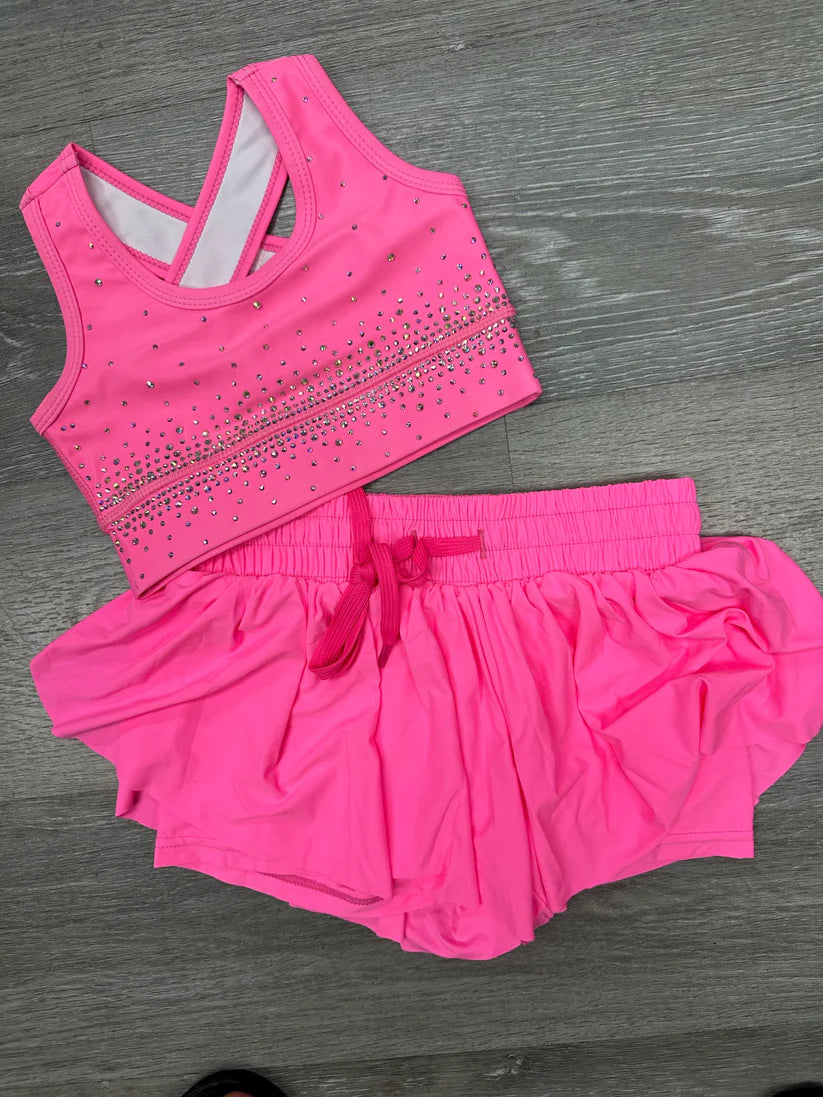 Butterfly Short / Tank Rhinestone Set