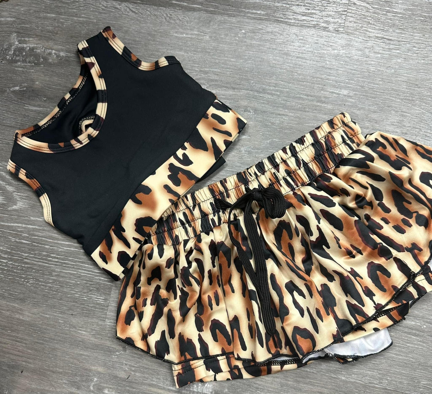 Leopard Tank and Butterfly Short Set